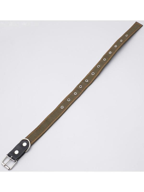 Ошейник брезентовый безразмерный двухслойный, 72 х 3,5 см, ОШ 45-60 см, хаки