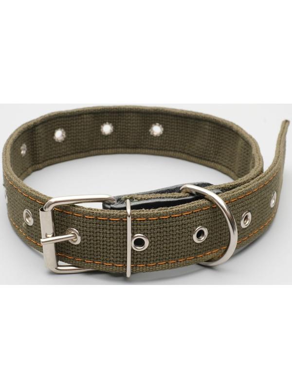 Ошейник брезентовый безразмерный двухслойный, 72 х 3,5 см, ОШ 45-60 см, хаки