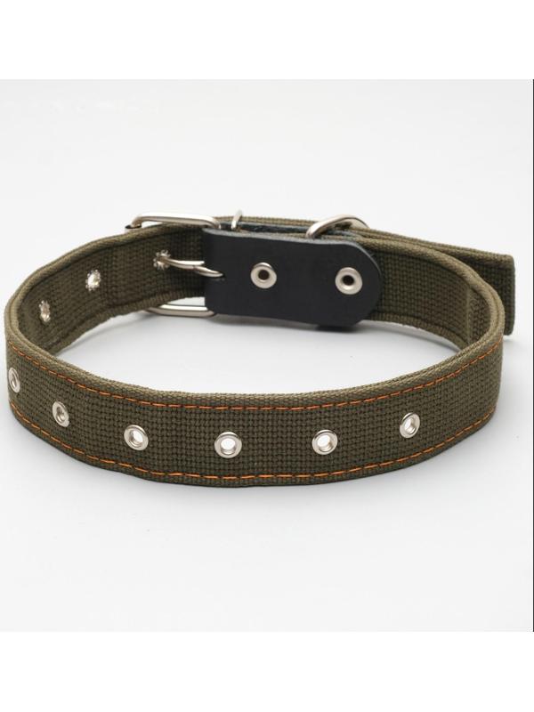 Ошейник брезентовый безразмерный двухслойный, 72 х 3,5 см, ОШ 45-60 см, хаки