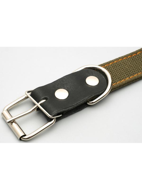 Ошейник брезентовый безразмерный двухслойный, 72 х 3,5 см, ОШ 45-60 см, хаки