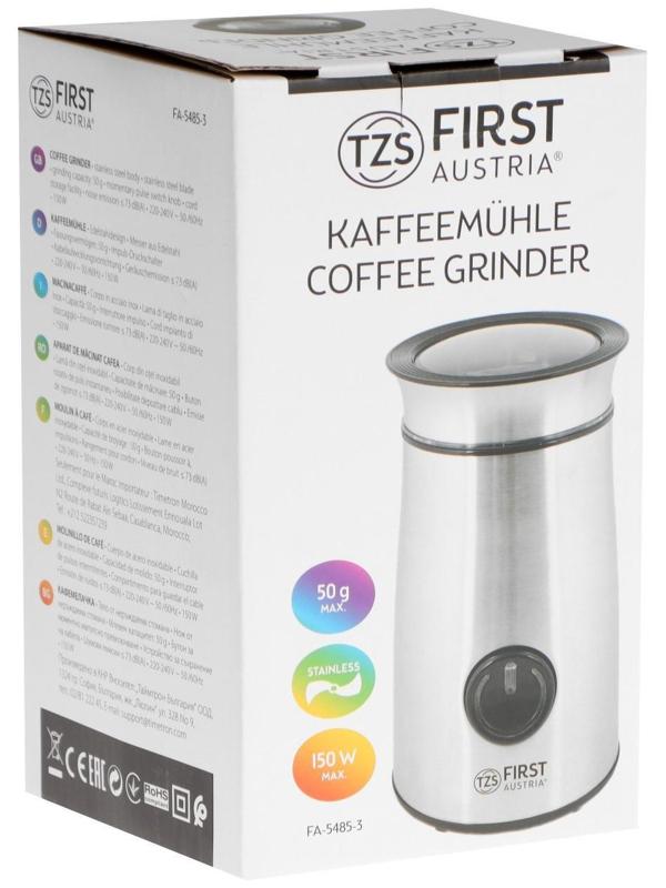 Кофемолка FIRST FA-5485-3, электрическая, 150 Вт, 50 г, серебристая
