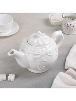 Чайник керамический заварочный «Винтаж», 900 мл, цвет белый