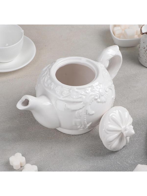 Чайник керамический заварочный «Винтаж», 900 мл, цвет белый