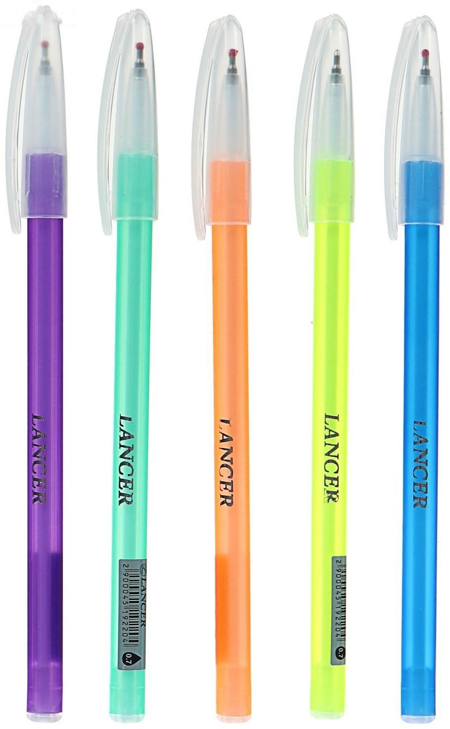 Ручка шариковая 0,7 мм, в дисплее, синяя, корпус цветной МИКС (штрихкод на штуке)