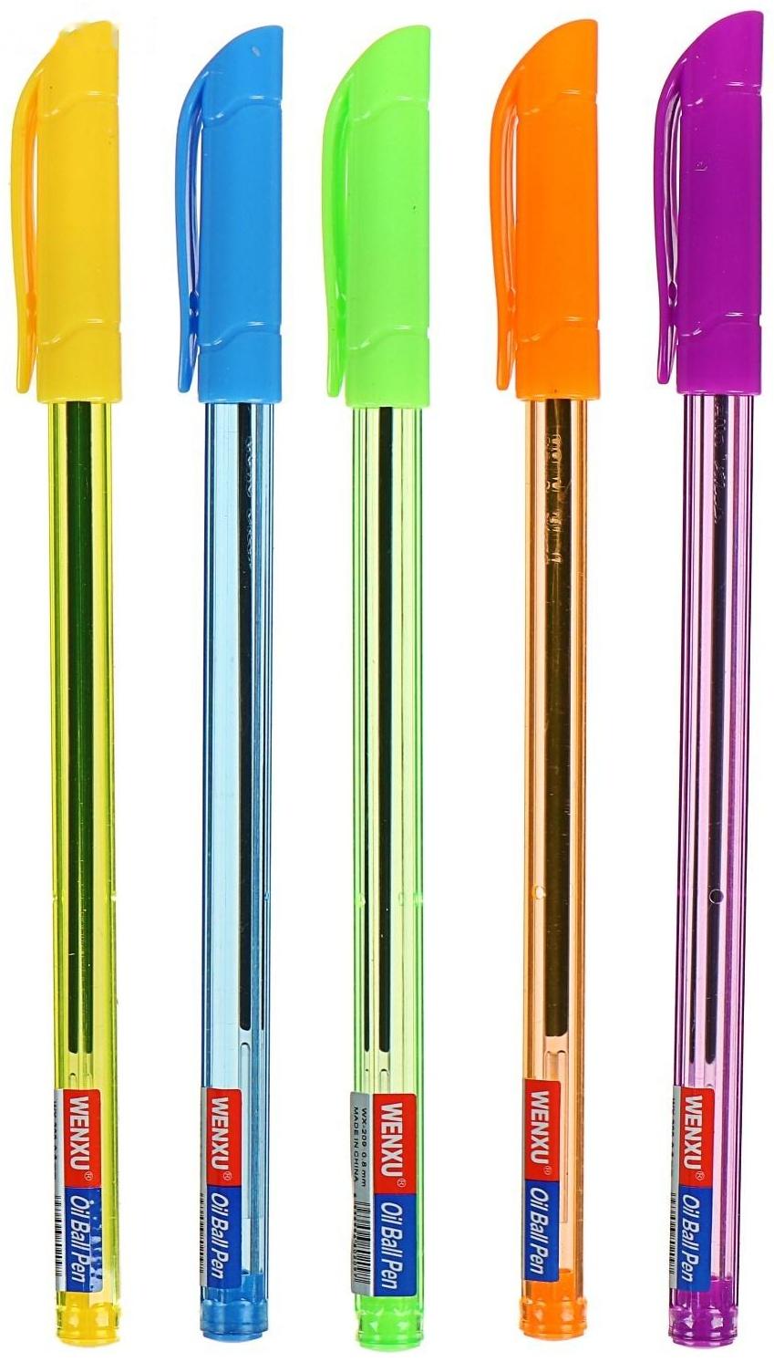 Ручка шариковая 0,5 мм, стержень синий, корпус МИКС тонированный, масляные чернила (штрихкод на штуке