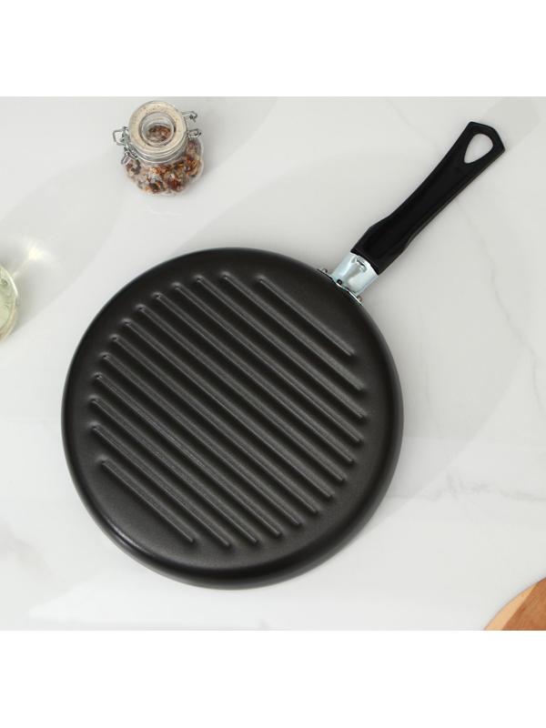 Сковорода-гриль «Хит», d=26 см, антипригарное покрытие, цвет чёрный