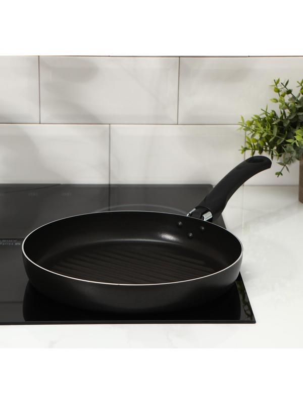 Сковорода-гриль «Хит», d=26 см, антипригарное покрытие, цвет чёрный