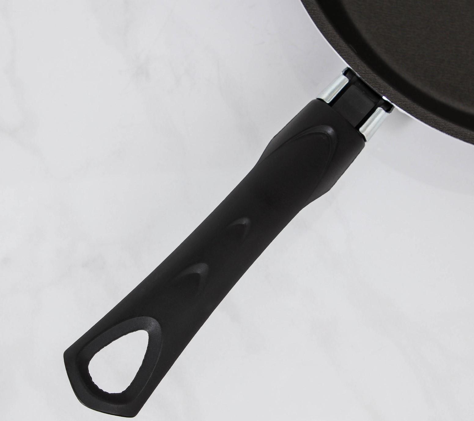 Сковорода «Классика атлас», d=24 см, пластиковая ручка, стеклянная крышка, антипригарное покрытие, цвет чёрный