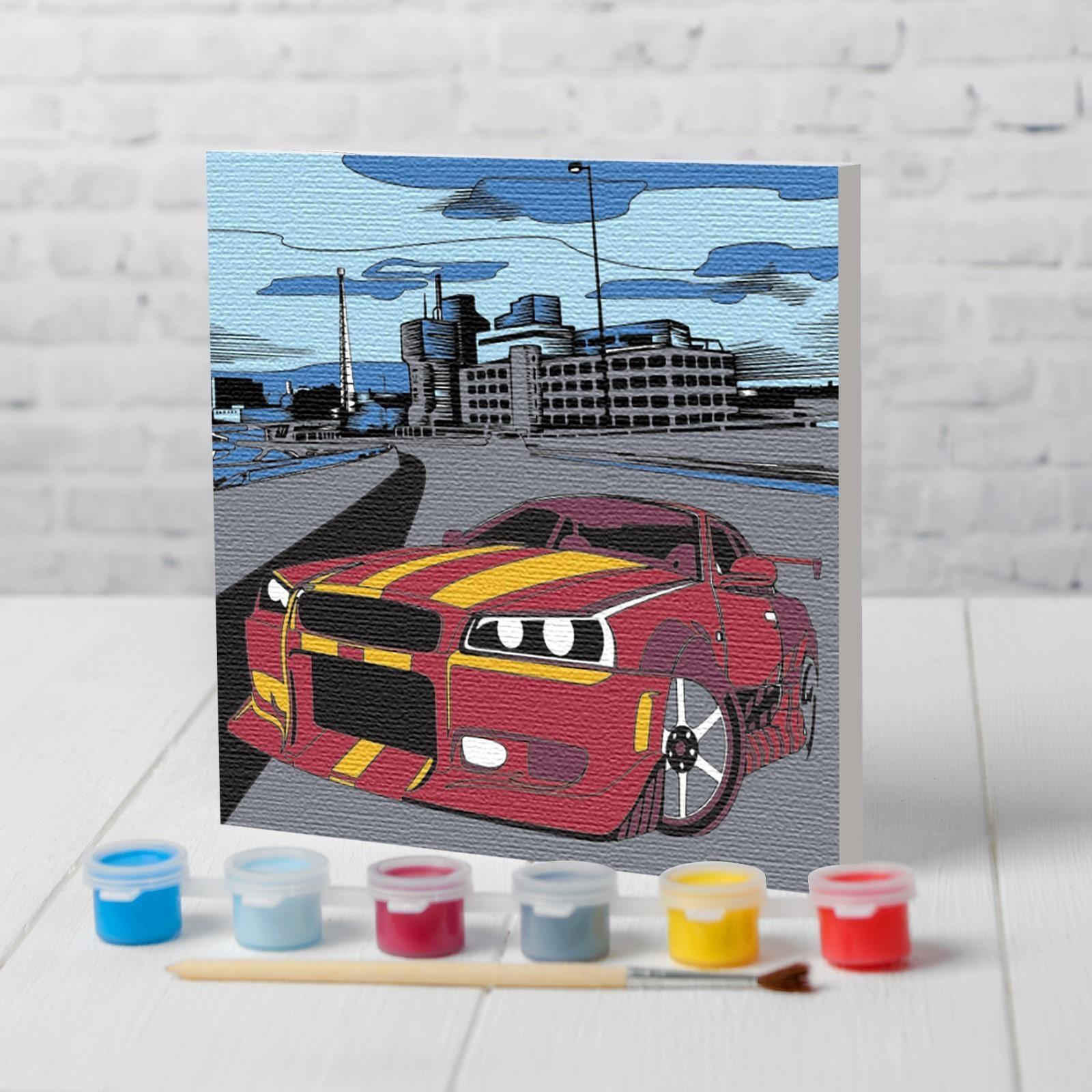 Картина по номерам «Тачка в мегаполисе» 15×15 см