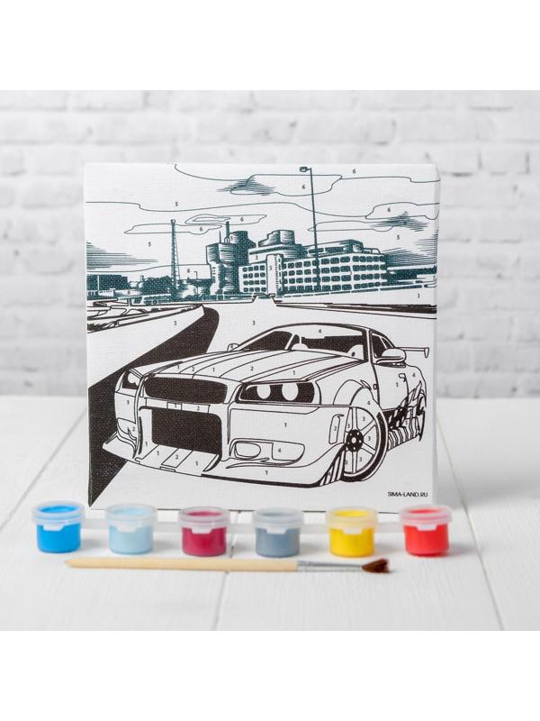 Картина по номерам «Тачка в мегаполисе» 15×15 см