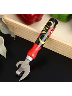 Открывалка не клепаная,16×4 см, с художественной росписью и ручкой из бука