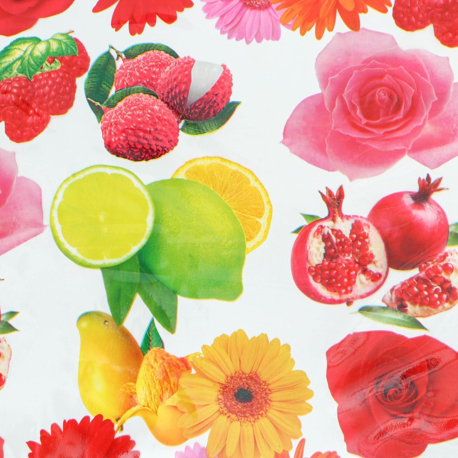 Клеёнка ПВХ Доляна «Фрукты», ширина 137 см, толщина 0,08 мм, рулон 30 метров