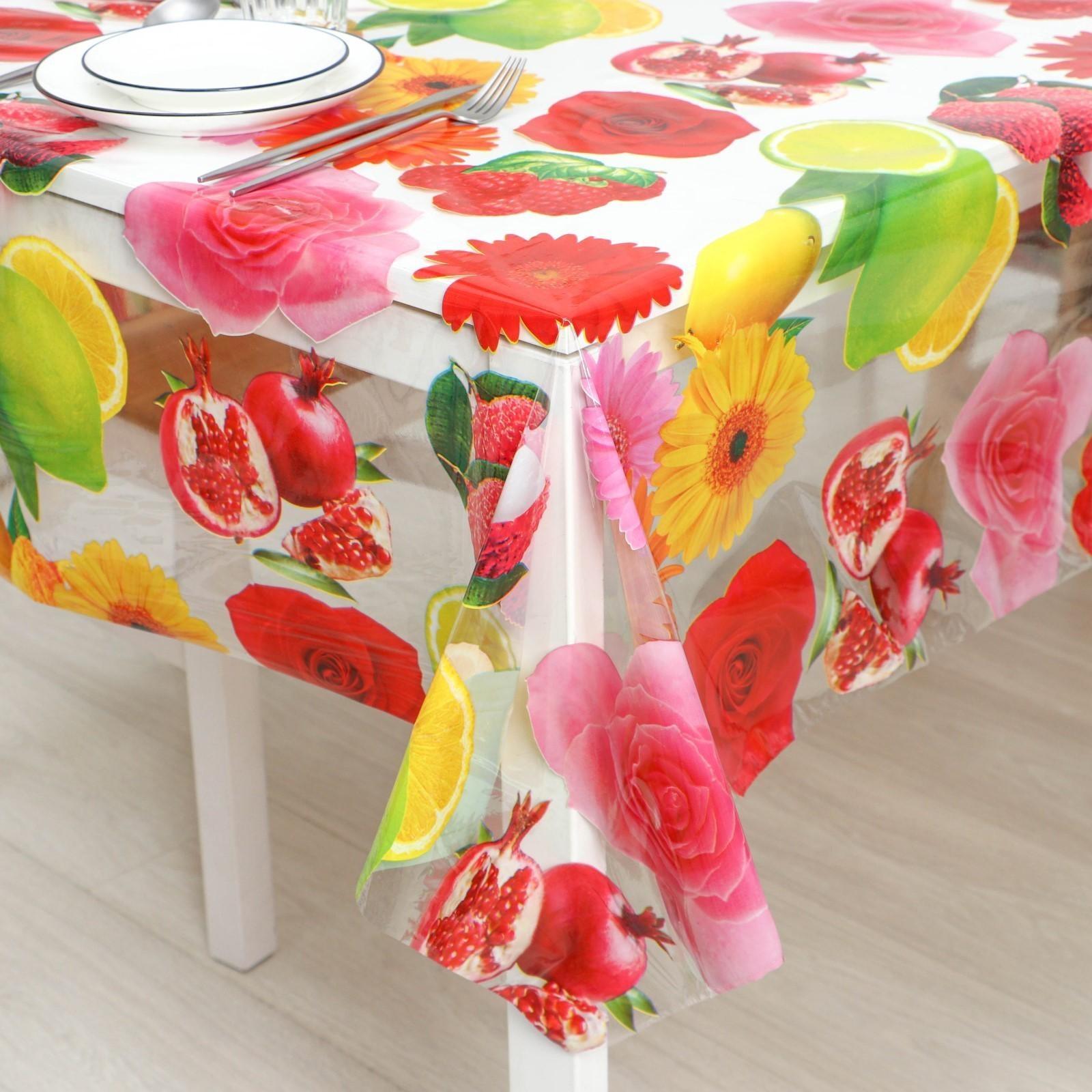 Клеёнка ПВХ Доляна «Фрукты», ширина 137 см, толщина 0,08 мм, рулон 30 метров