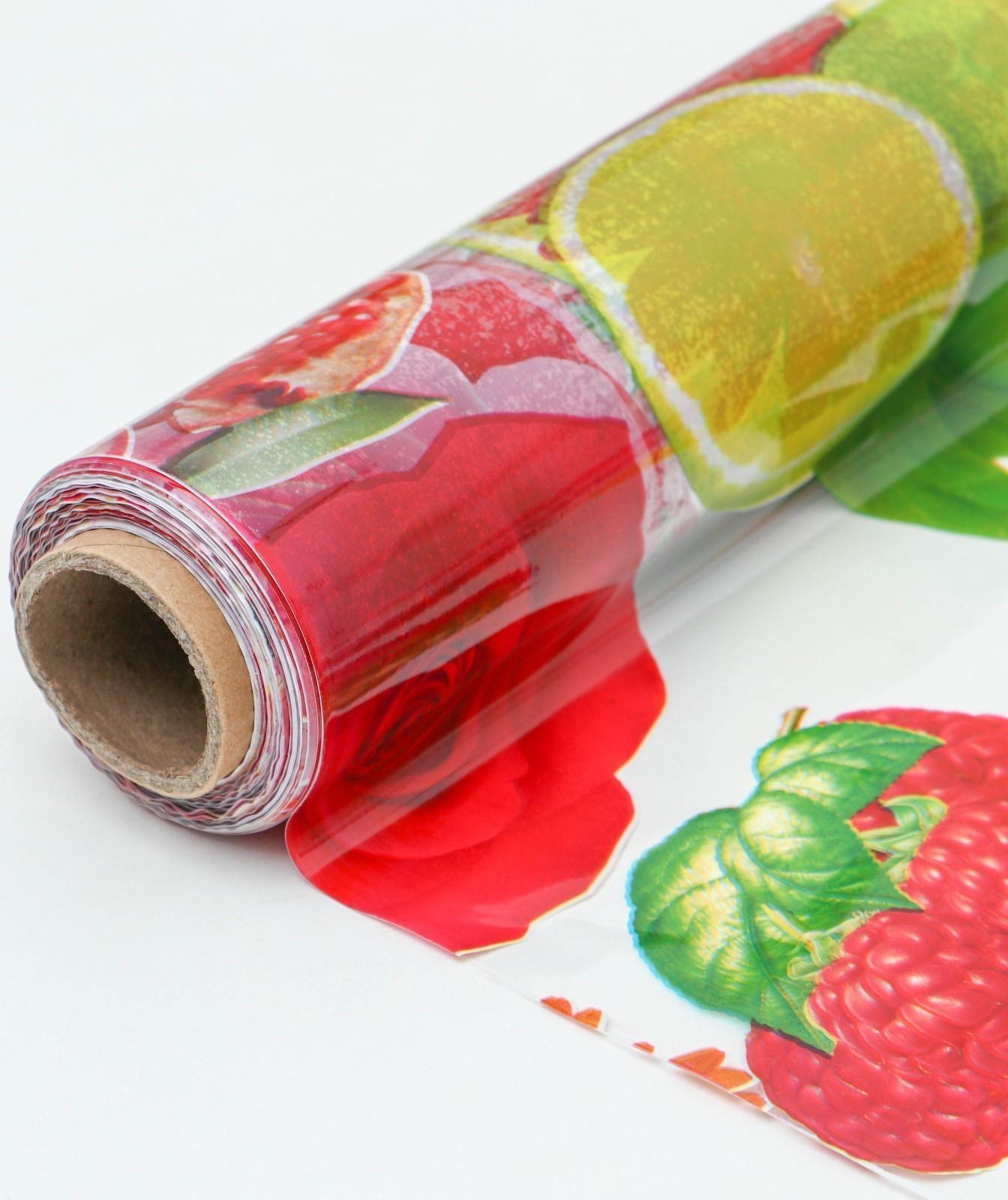 Клеёнка ПВХ Доляна «Фрукты», ширина 137 см, толщина 0,08 мм, рулон 30 метров