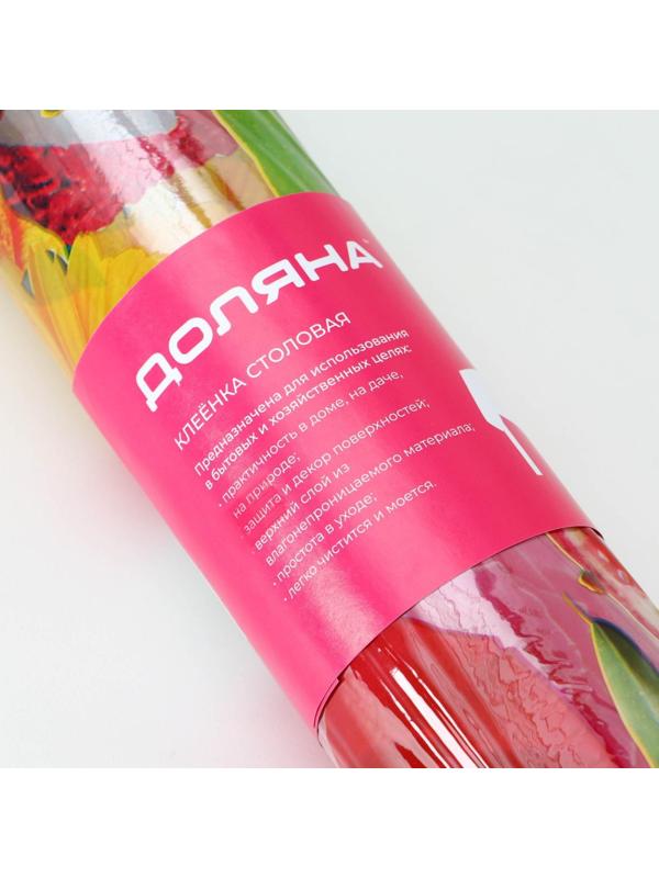 Клеёнка ПВХ Доляна «Фрукты», ширина 137 см, толщина 0,08 мм, рулон 30 метров