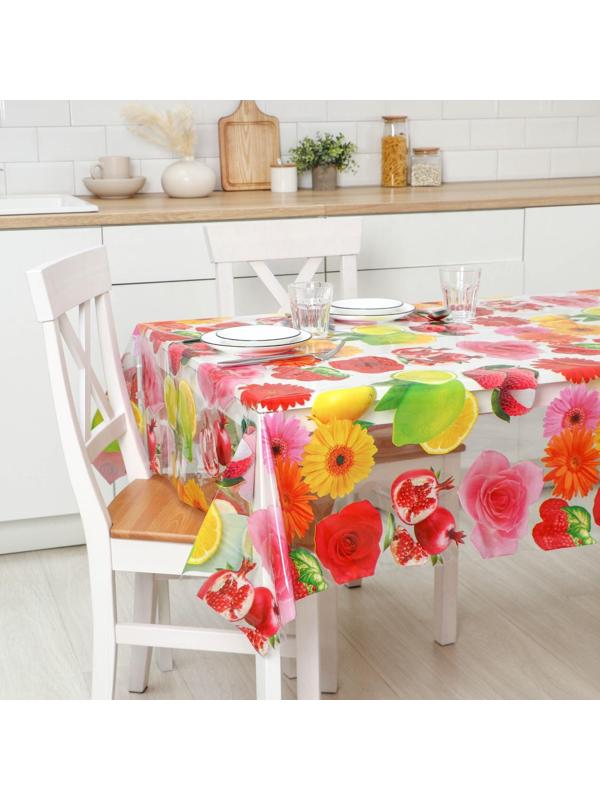 Клеёнка ПВХ Доляна «Фрукты», ширина 137 см, толщина 0,08 мм, рулон 30 метров