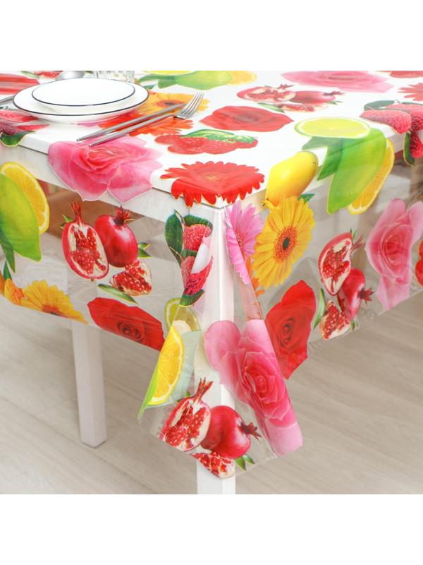 Клеёнка ПВХ Доляна «Фрукты», ширина 137 см, толщина 0,08 мм, рулон 30 метров