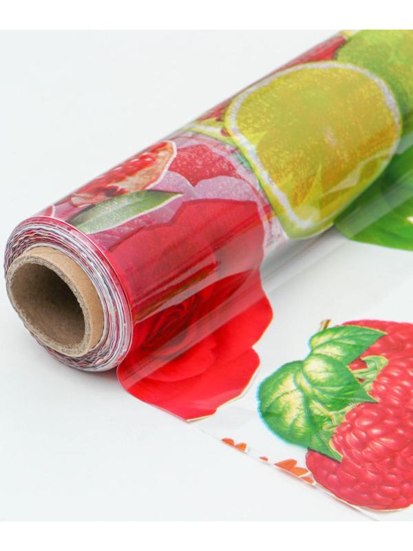 Клеёнка ПВХ Доляна «Фрукты», ширина 137 см, толщина 0,08 мм, рулон 30 метров