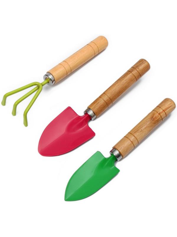 Набор садового инструмента, 3 предмета: рыхлитель, совок, грабли, длина 20 см