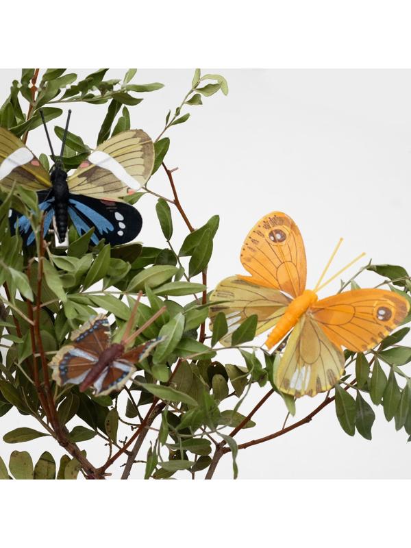 Бабочка для декора и флористики, на прищепке, пластиковая, микс, 1 шт., 4 см и 8 см