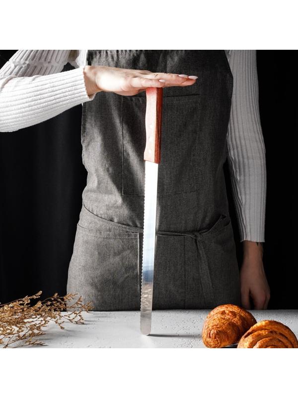 Нож для бисквита крупные зубцы, рабочая поверхность 30 см, деревянная ручка