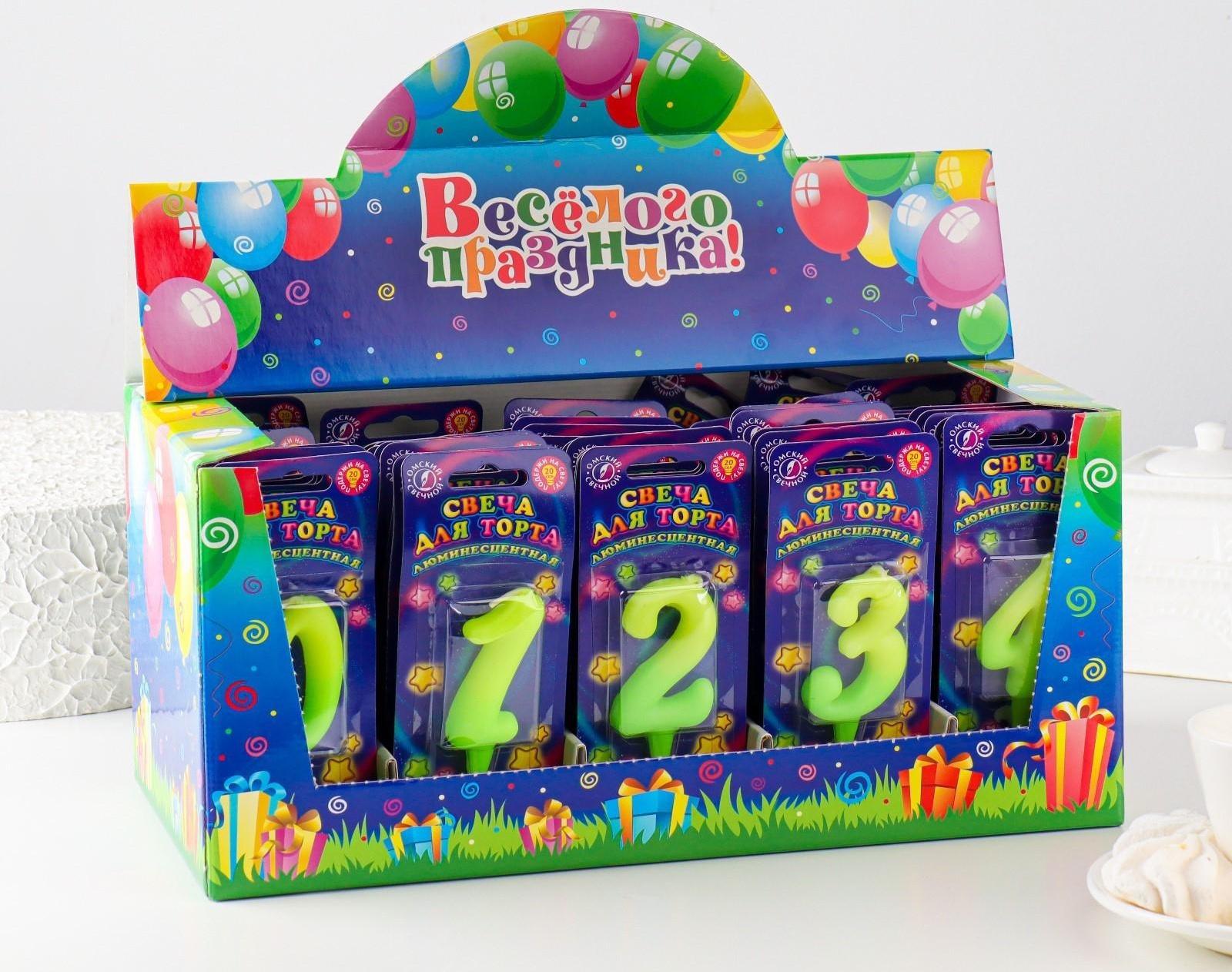 Шоу-бокс со свечами для торта цифры 