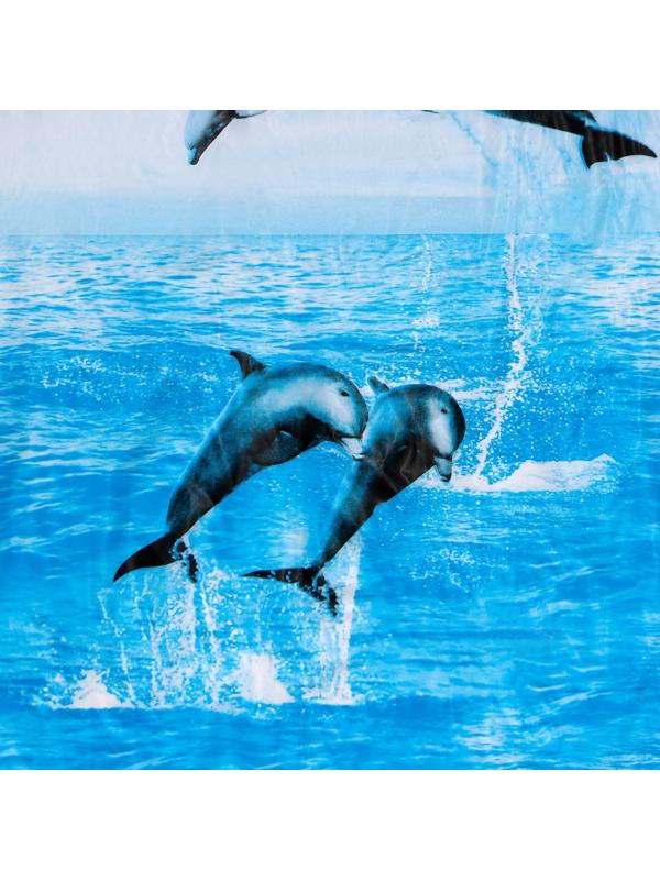 Штора для ванной комнаты Доляна «Дельфины», 180×180 см, PEVA