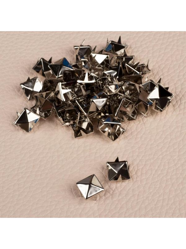 Хольнитен «Пирамида», 11 × 11 мм, 4 крепления, 50 шт, цвет серебряный