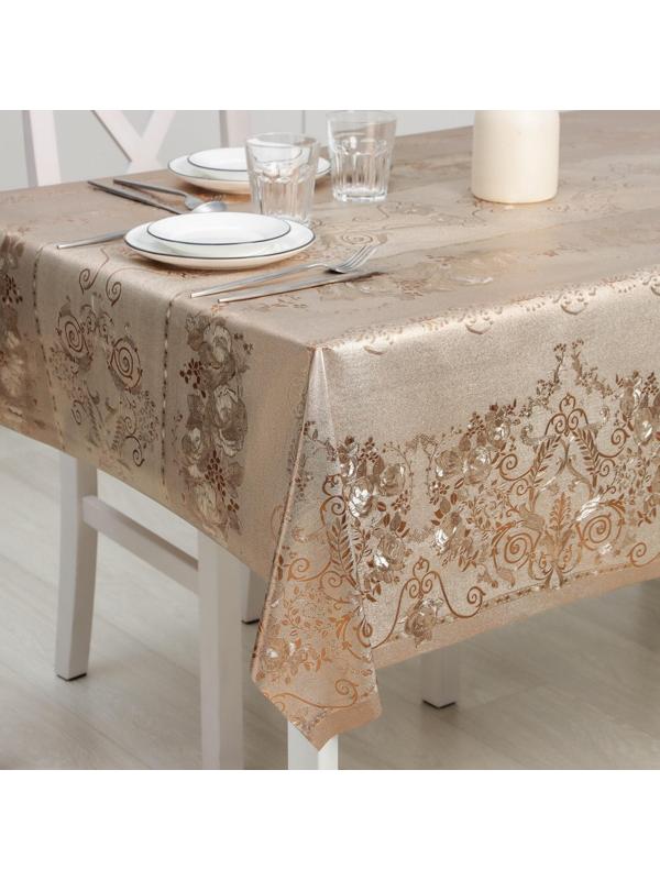Клеёнка столовая ПВХ , ширина 137 см, толщина 0,25 мм, рулон 20 метров, цвет золотой