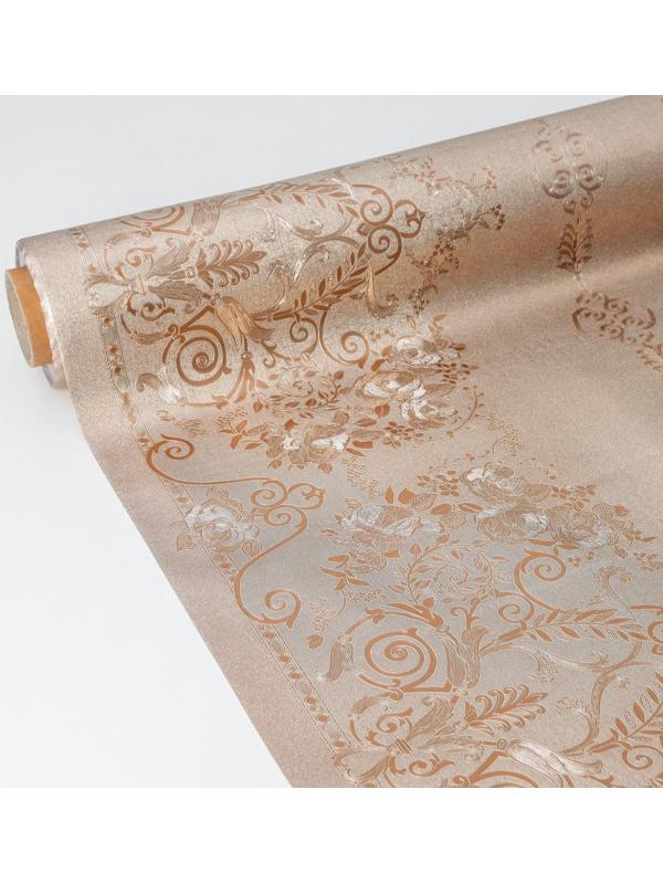 Клеёнка столовая ПВХ , ширина 137 см, толщина 0,25 мм, рулон 20 метров, цвет золотой