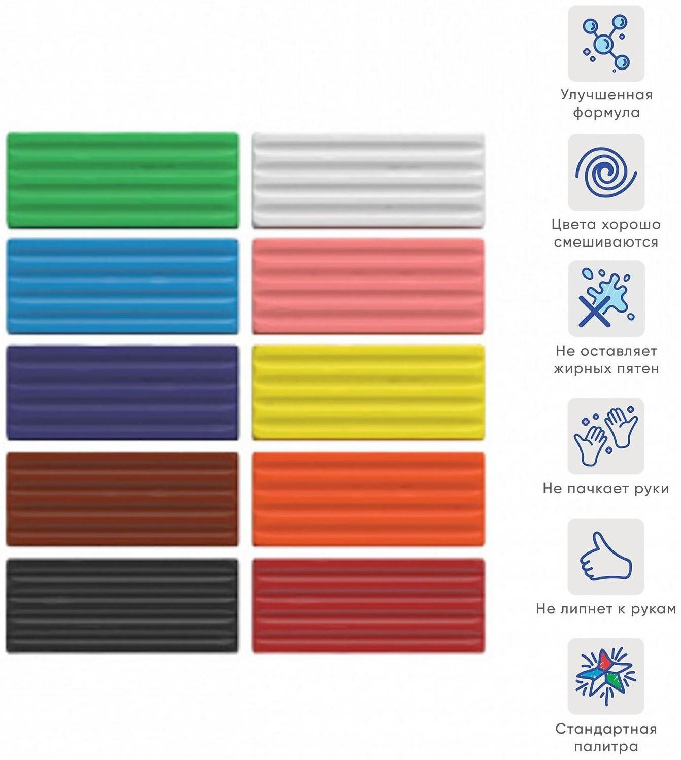 Пластилин 10 цветов, 160 г, ErichKrause Basic, в картонной упаковке