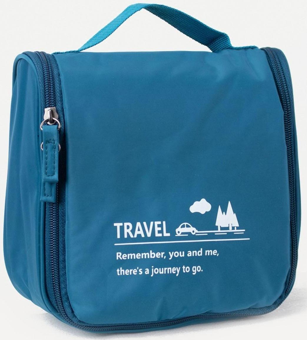 Косметичка-несессер, отдел на молнии, с ручкой, с крючком, цвет синий