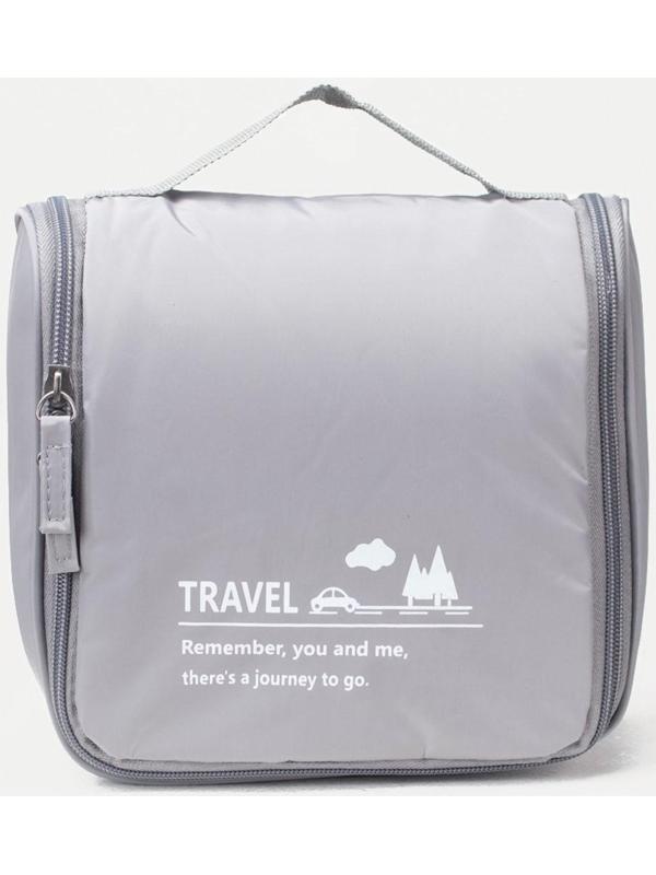 Косметичка-несессер, отдел на молнии, с ручкой, с крючком, цвет серый