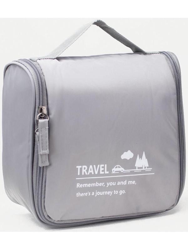 Косметичка-несессер, отдел на молнии, с ручкой, с крючком, цвет серый