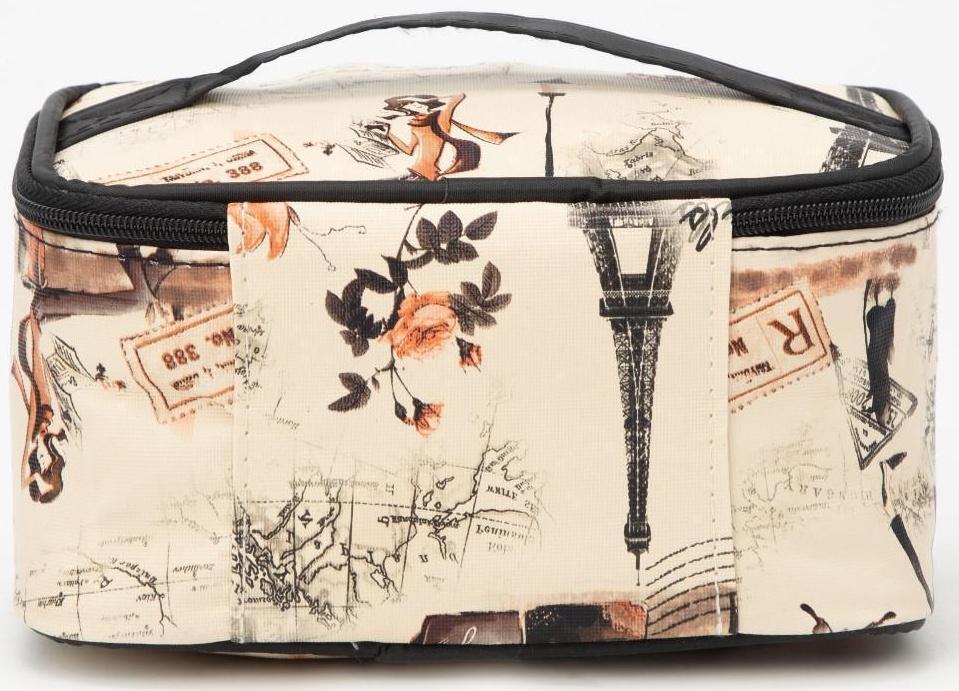 Косметичка на молнии, с зеркалом, цвет бежевый