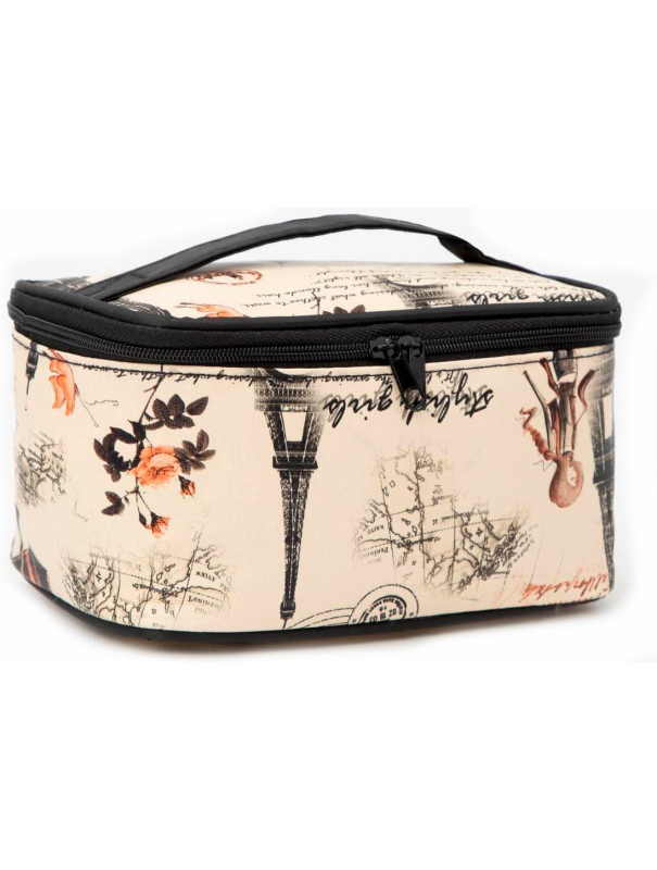 Косметичка на молнии, с зеркалом, цвет бежевый