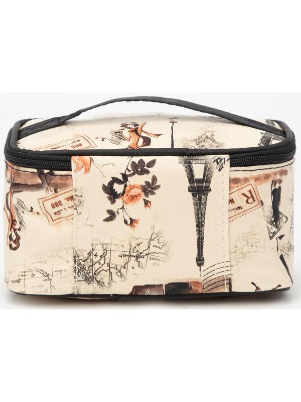 Косметичка на молнии, с зеркалом, цвет бежевый