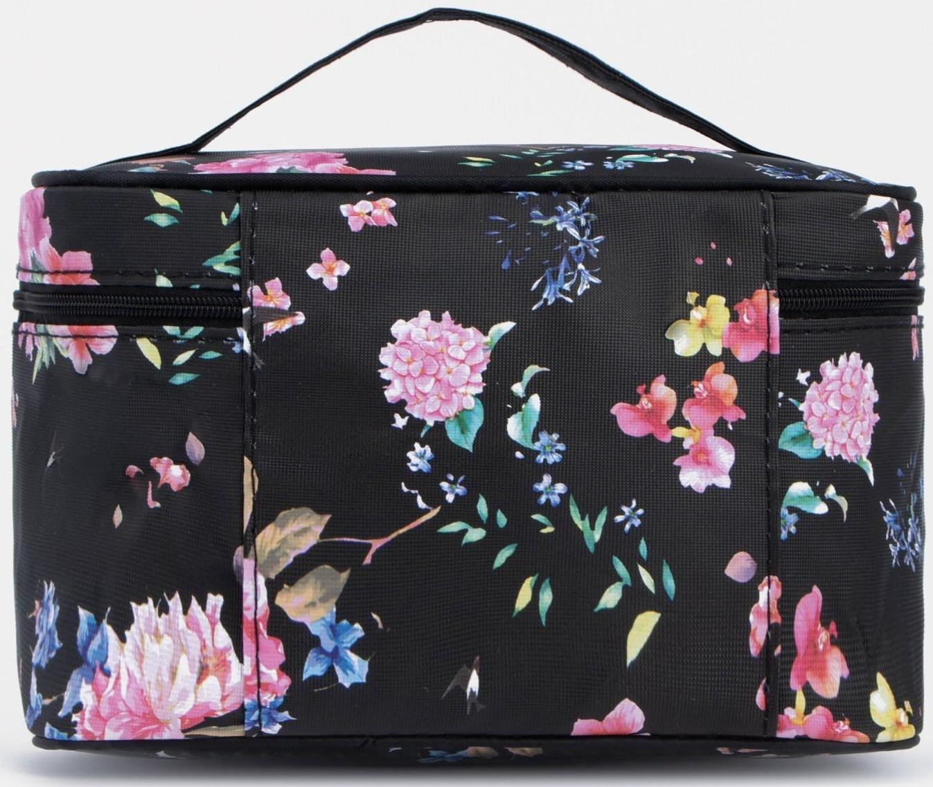 Косметичка на молнии, зеркало, цвет чёрный