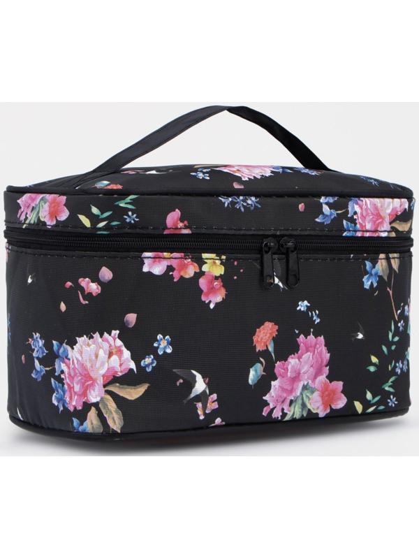 Косметичка на молнии, зеркало, цвет чёрный