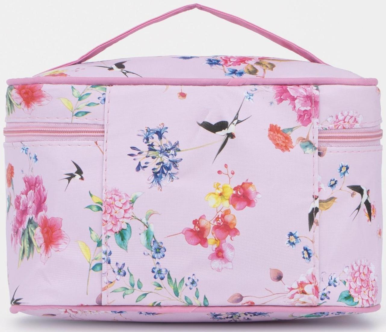 Косметичка на молнии, с зеркалом, цвет розовый