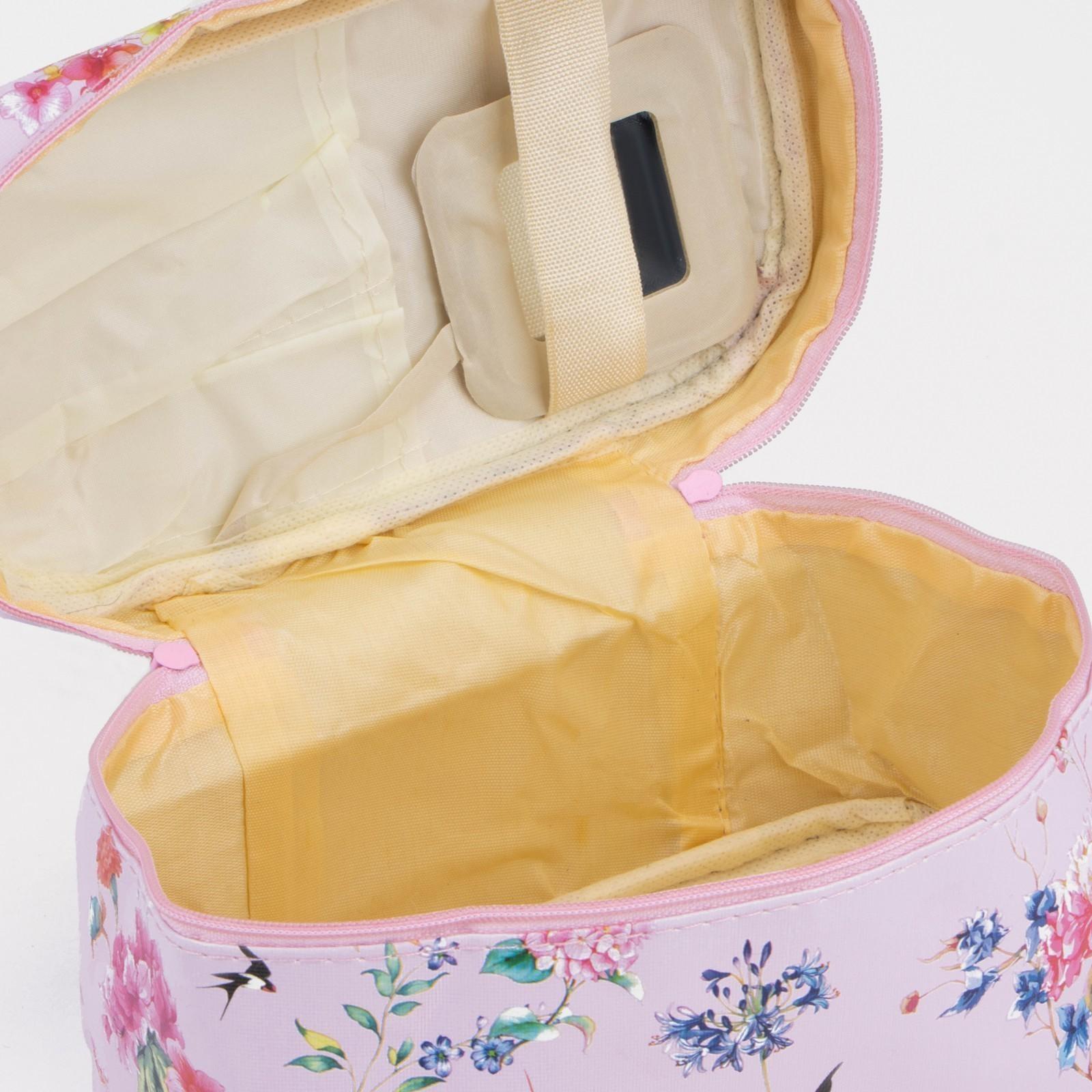 Косметичка на молнии, с зеркалом, цвет розовый