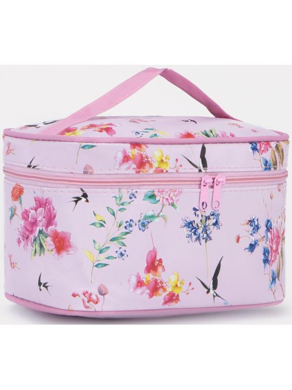 Косметичка на молнии, с зеркалом, цвет розовый