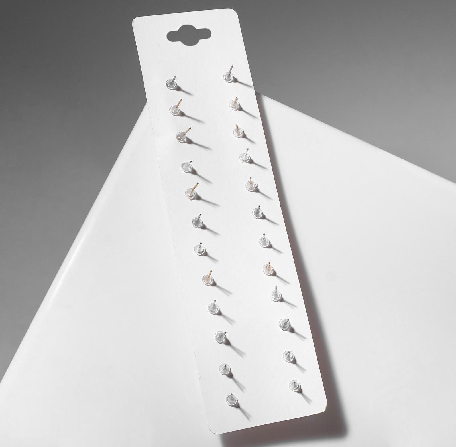 Пусеты 12 пар One year, цветное ассорти, цвет бело-розовый в золоте