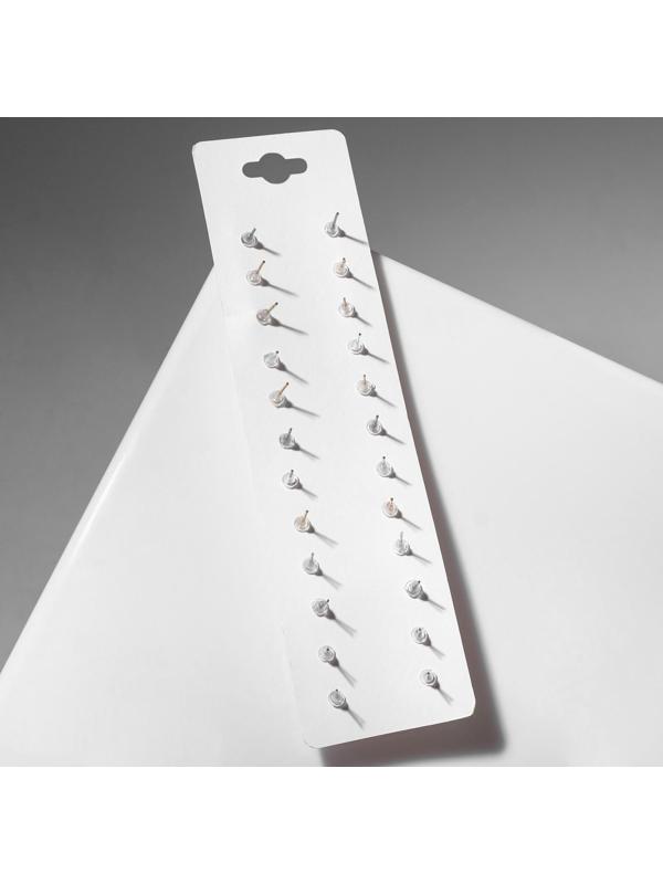 Пусеты 12 пар One year, цветное ассорти, цвет бело-розовый в золоте