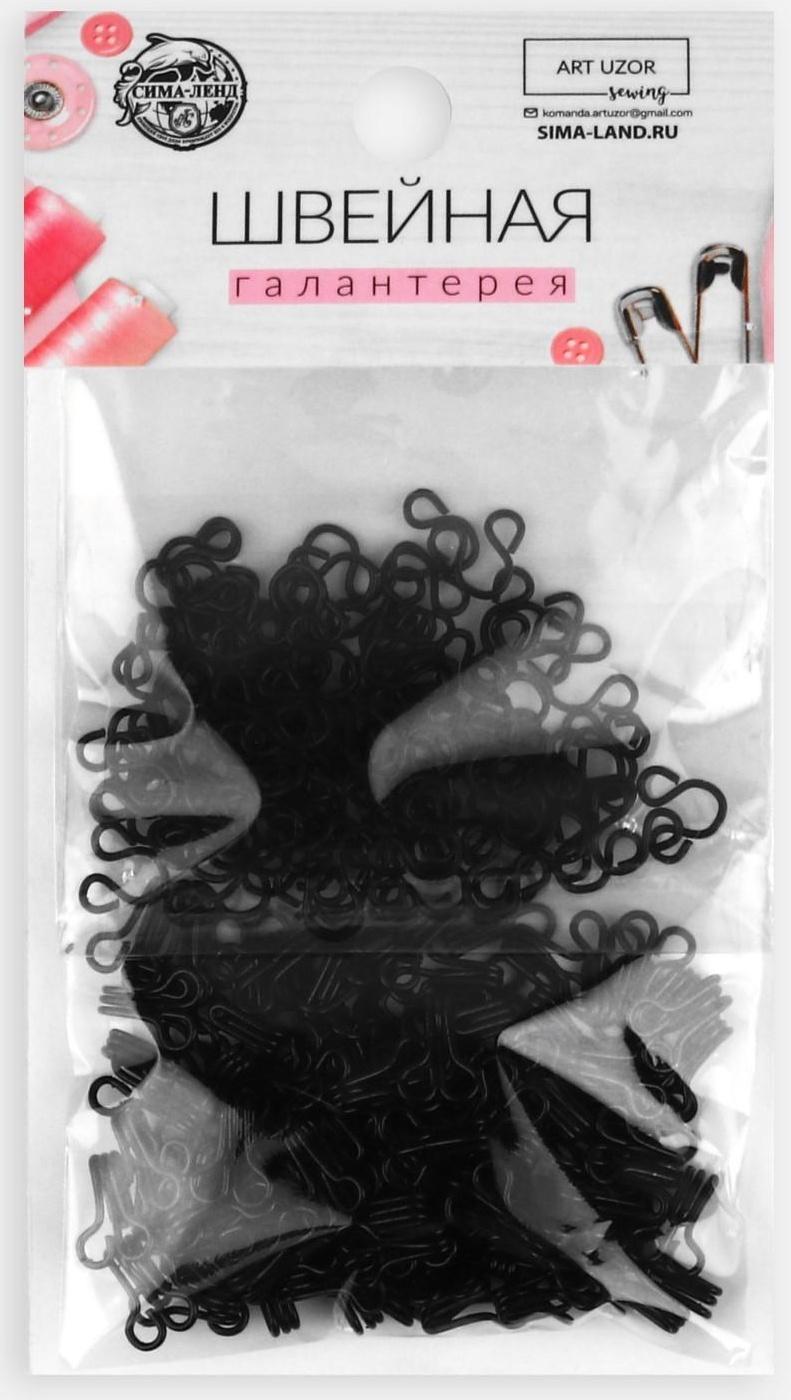 Крючок пришивной №2, 15 × 8 мм, 100 шт, цвет чёрный