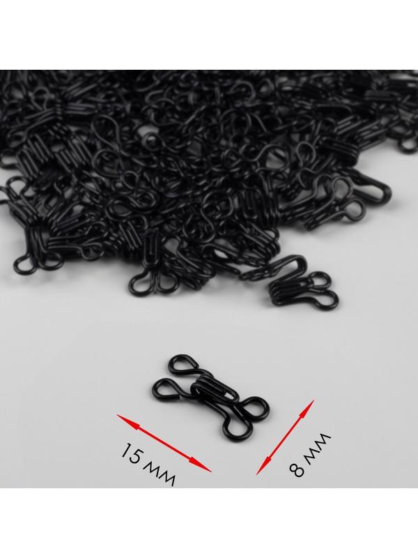 Крючок пришивной №2, 15 × 8 мм, 100 шт, цвет чёрный