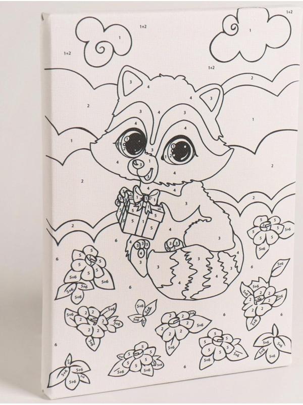 Картина по номерам «Енотик на полянке» 21×15 см