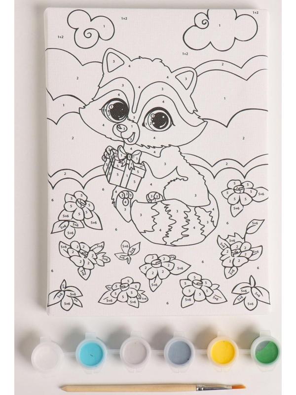 Картина по номерам «Енотик на полянке» 21×15 см