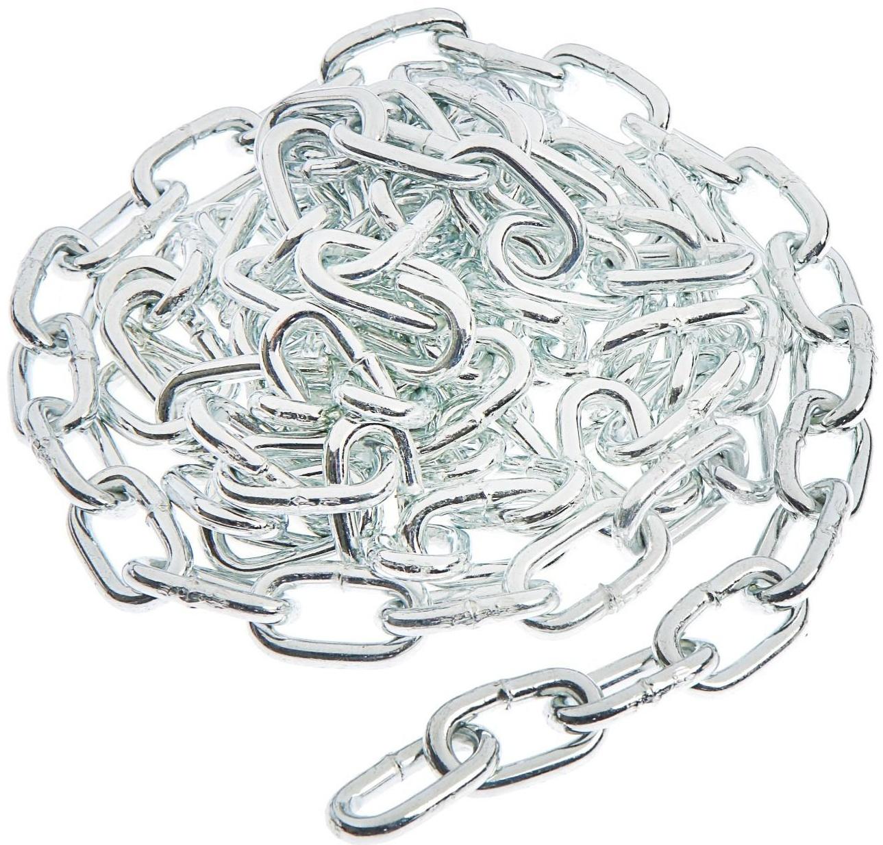 Цепь короткозвенная ТУНДРА krep, DIN766, диаметр 6 мм, сварная, оцинкованная, 3 м