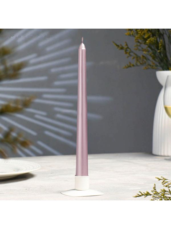Свеча античная, 2,3х 25 см, лакированная, розовый металлик
